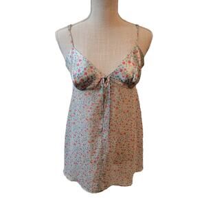 Vintage Victoria's Secret Sheer/Satin Blue Floral Butterfly Front Lingerie S/M